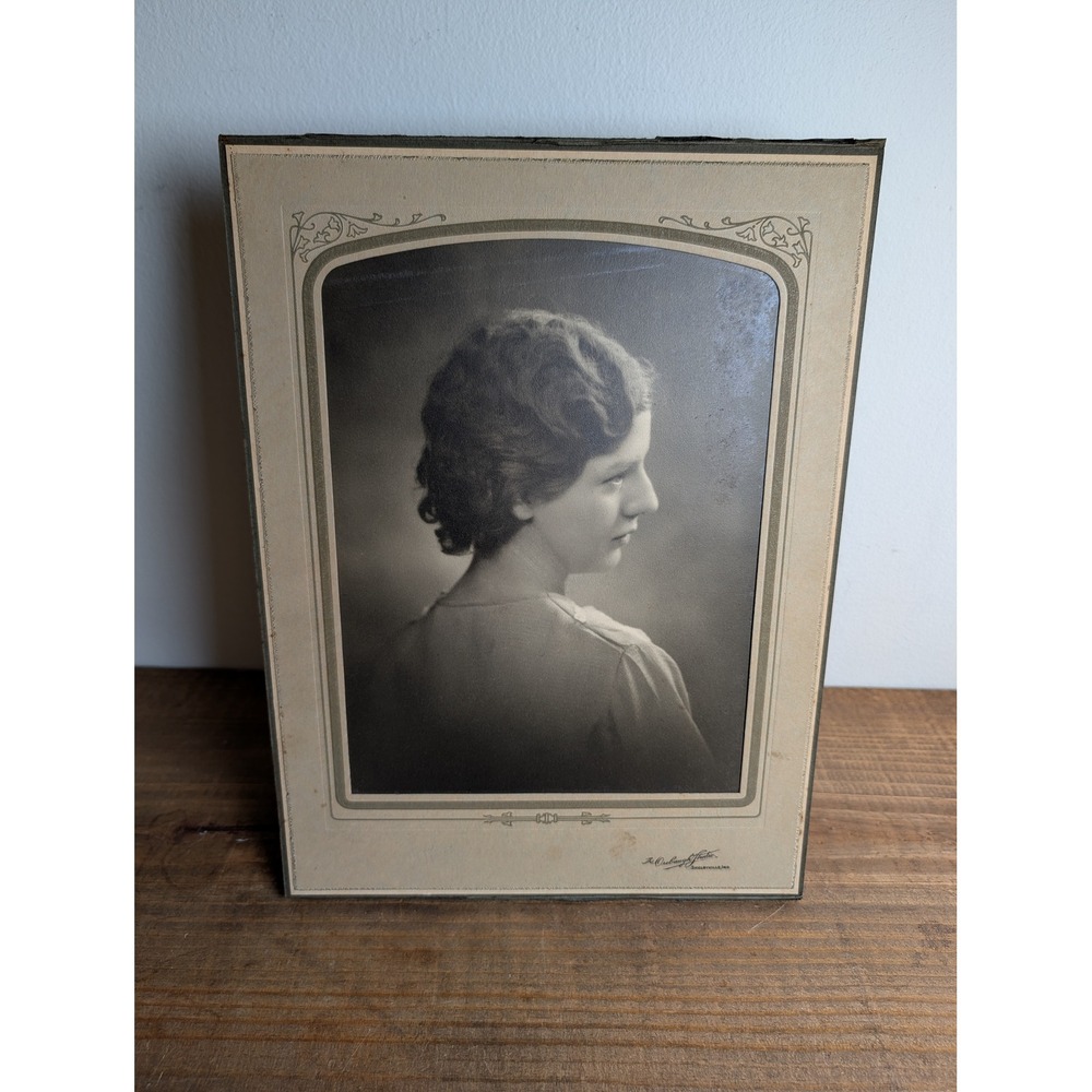 Antique Orebaugh Studio Portrait Shelbyville Indiana 1920s Art Deco Folder Photo